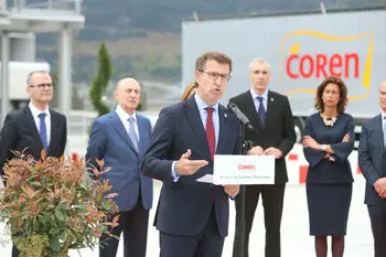 El presidente Feij&oacute;o en la inauguraci&oacute;n de la planta de biomasa de Coren.