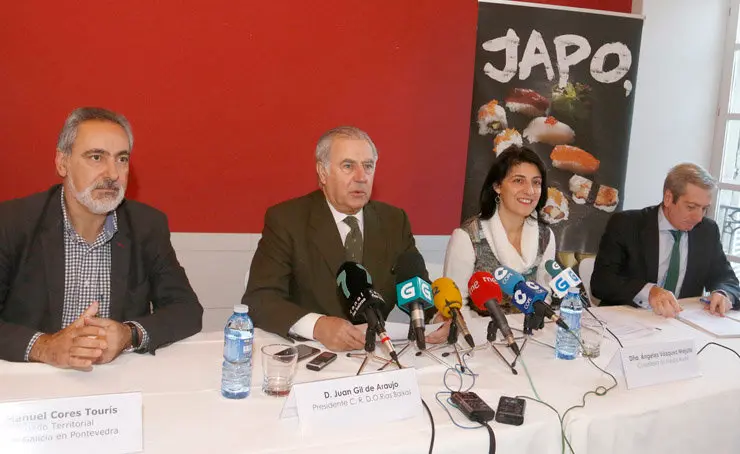 presentaci&oacute;n de los datos de exportaciones de la Denominaci&oacute;n de Origen R&iacute;as Baixas, organizada por su Consejo Regulador en la Pazo de Mug&aacute;rtegui, en Pontevedra.