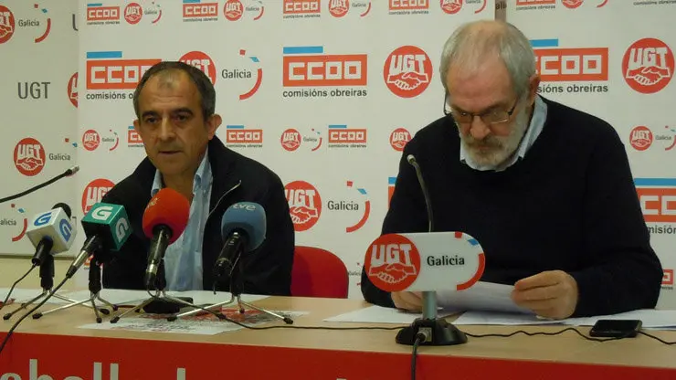 Jos&eacute; Antonio G&oacute;mez G&oacute;mez e Xos&eacute; Manuel S&aacute;nchez Agui&oacute;n, secretarios xerais de UGT e CCOO en Galicia,