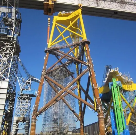 Uno de los jackets que Windar y Navantia construyen en Fene./NAVANTIA.