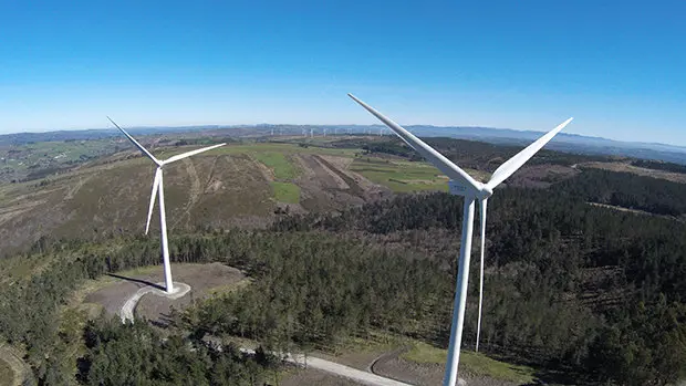 Un parque e&oacute;lico en Galicia.