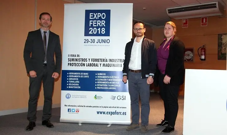 Ricardo Dur&aacute;n, Santiago Souza y Mar&iacute;a Campos en la presentaci&oacute;n de II Expoferr.
