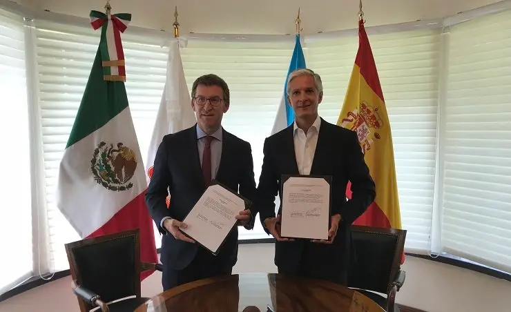 El presidente de la Xunta, Alberto N&uacute;&ntilde;ez Feij&oacute;o, y el gobernador del Estado de M&eacute;xico, Alfredo del Mazo Maza.