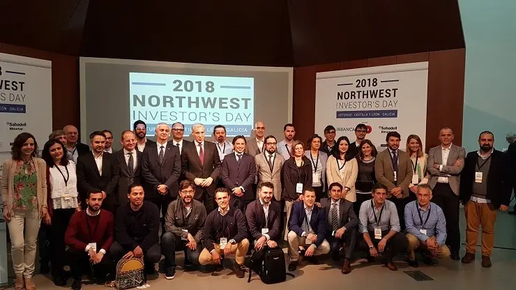 El conselleiro de Econom&iacute;a con los emprendedores gallegos participantes en el Northwest Investor 's Day en Gij&oacute;n.