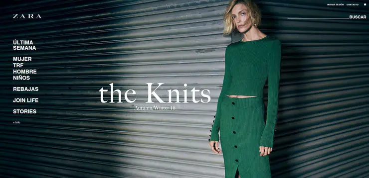 Imagen de la plataforma global de venta online de Zara.