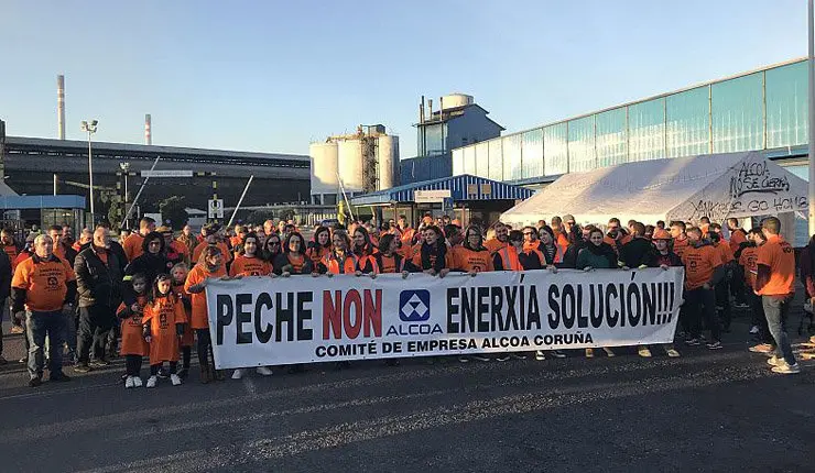 Protesta dos traballadores de Alcoa A Coru&ntilde;a./CIG.
