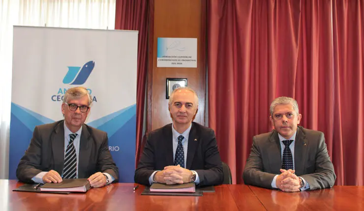 Firma del acuerdo entre Anfaco y Abanca.