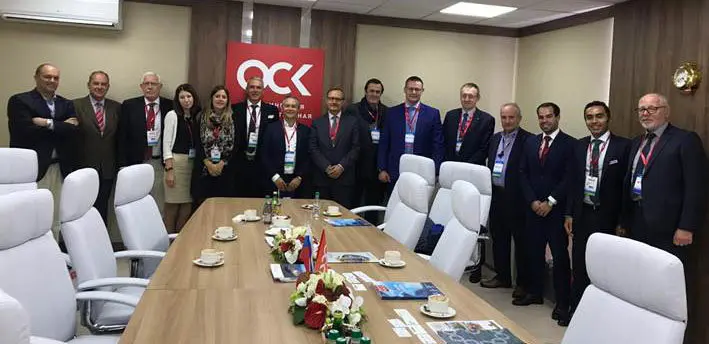 Representantes de Asime con los principales dirigentes de OCK, principal organizaci&oacute;n naval rusa.