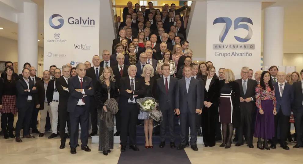 Acto de celebraci&oacute;n del 75&ordm; aniversario del Grupo Alvari&ntilde;o, en la sede del C&iacute;rculo de Empresarios en Vigo.