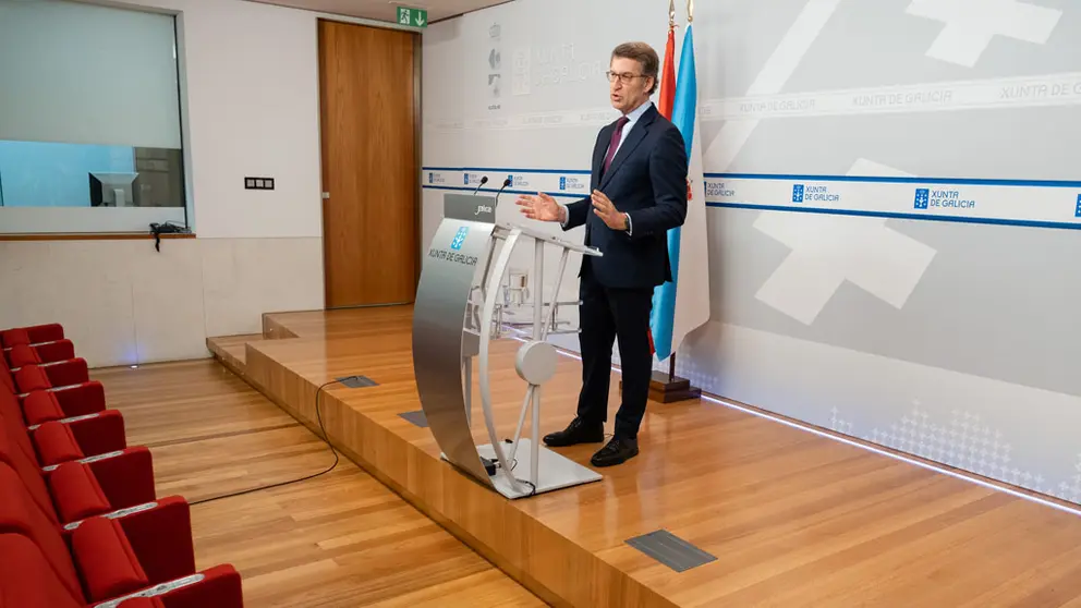 Alberto N&uacute;&ntilde;ez Feij&oacute;o, en la rueda de prensa tras el Consello de la Xunta.