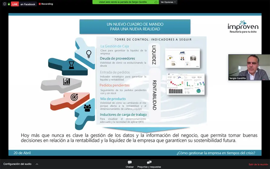 Una imagen del webinar organizado por Improven junto al C&iacute;rculo de Empresarios de Galicia.