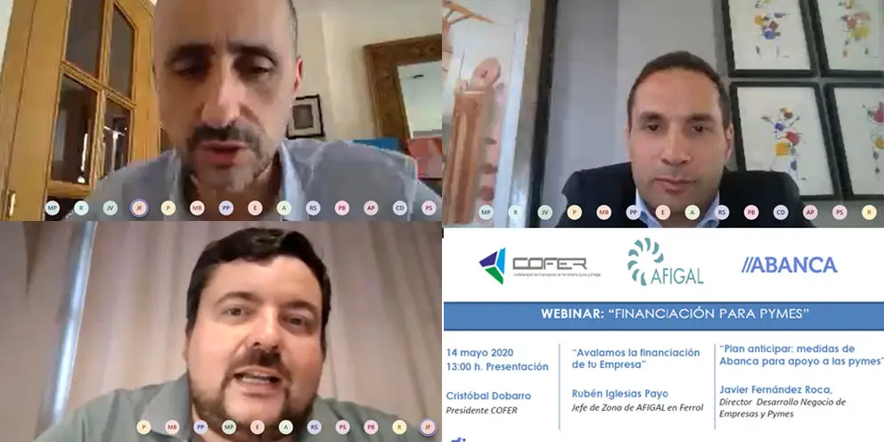 Rub&eacute;n Iglesias, Javier Fern&aacute;ndez, y Cristobal Dobarro, en un momento del webinar.