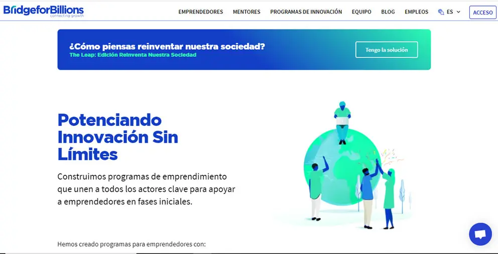 Web de la plataforma Bridge for Billions.