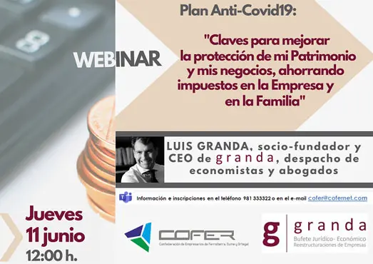 Pr&oacute;ximo webinar en Cofer sobre la protecci&oacute;n del patrimonio para las empresas familiares.