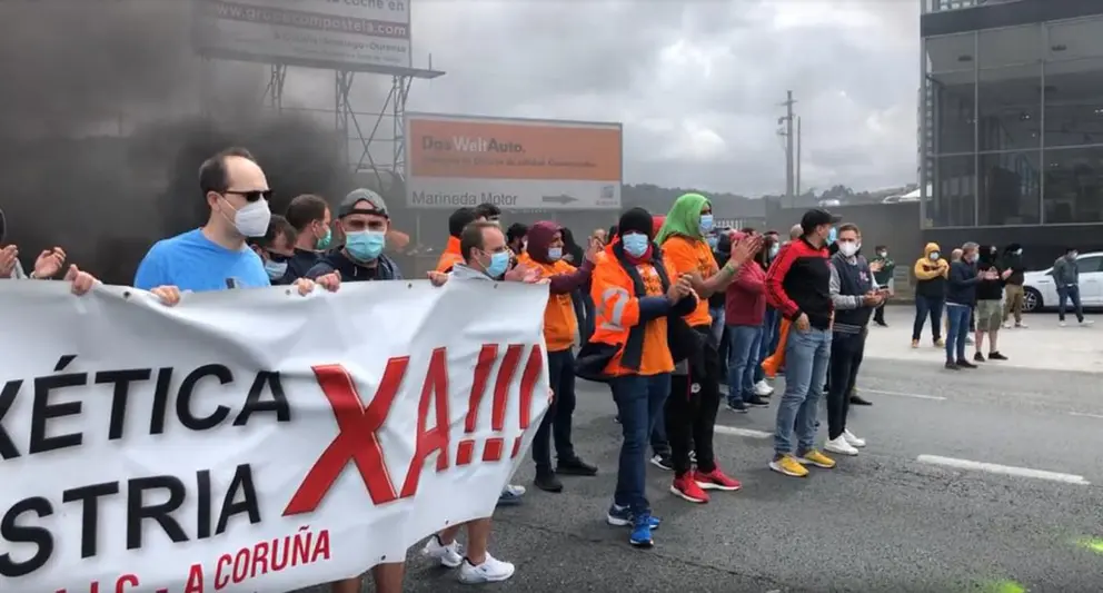 El comit&eacute; de empresa de Alu Ib&eacute;rica A Coru&ntilde;a  cort&oacute; el tr&aacute;fico en la ciudad herculina./CCOO.