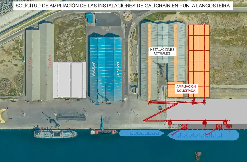 Proyecto de ampliaci&oacute;n de las naves de Galigrain en el Puerto Exterior de A Coru&ntilde;a.