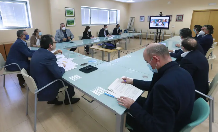 El director xeral de Enerx&iacute;a e Minas, &Aacute;ngel Bernardo Tahoces (izq.) en la reuni&oacute;n con reuni&oacute;n en la que participaron representantes de Faconauto, Anfac y concesionarios.