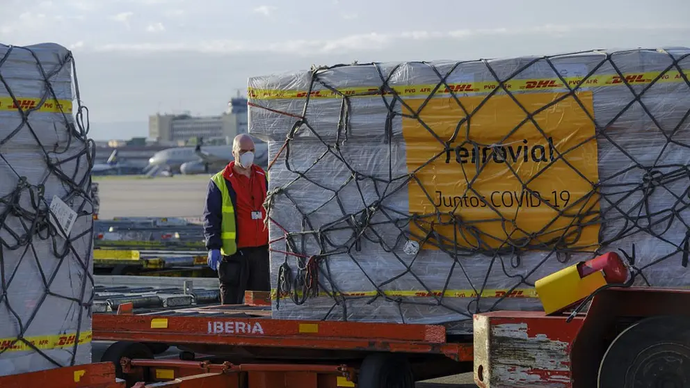 Material sanitario donado por el fondo &ldquo;Ferrovial Juntos COVID-19&rdquo;.