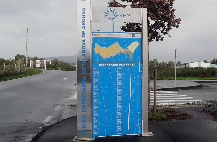 Entrada al pol&iacute;gono industrial de Vilanova de Arousa, que gestiona SEA.