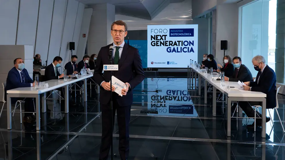 O presidente da Xunta no Foro Next Generation vinculado &aacute; industria biotecnol&oacute;xica. /A.VARELA.