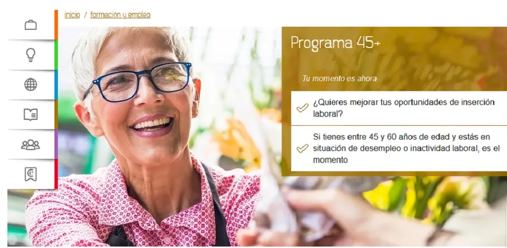 El nuevo programa EMPLEO 45+ que la C&aacute;mara coru&ntilde;esa ofrece con car&aacute;cter gratuito a personas de entre 45 y 60 a&ntilde;os.