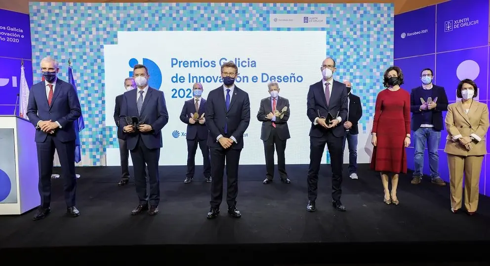 Galardonados y autoridades en la entrega de los Premios Galicia de Innovaci&oacute;n e Dese&ntilde;o./A.VARELA.