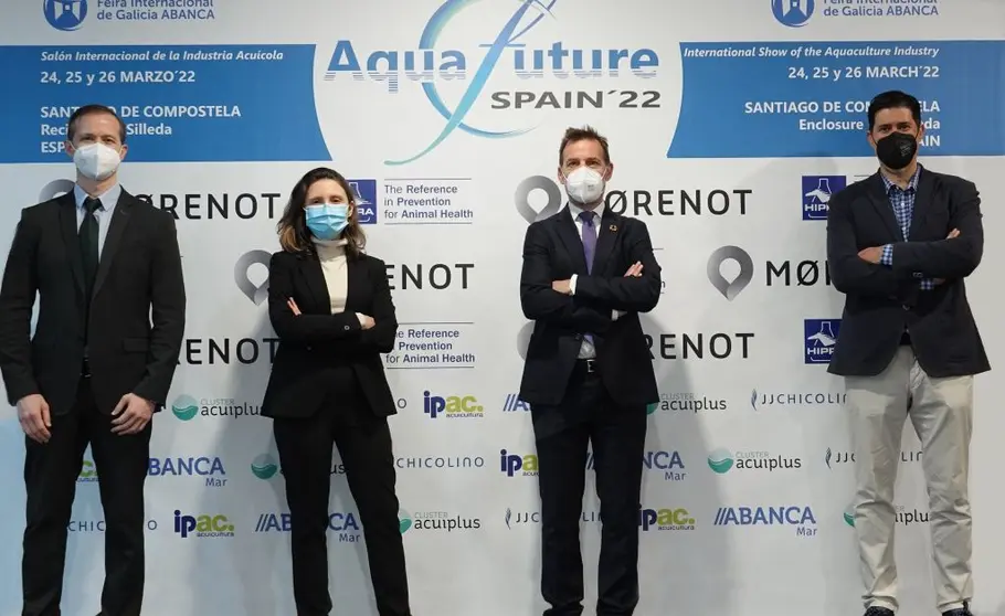 Ricardo Dur&aacute;n, &Aacute;ngela Debenedetti, Juan Lij&oacute; y Jes&uacute;s Fraga, en la presentaci&oacute;n de Aquafuture Spain'22.