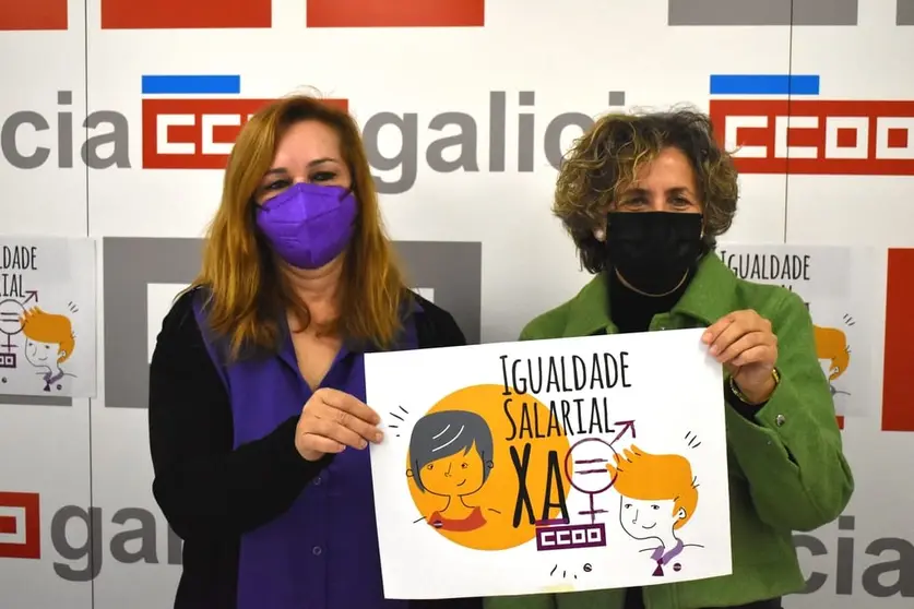 Mamen Sabio e Amelia P&eacute;rez presentaron o informe sobre fenda salarial de CCOO-Galicia.
