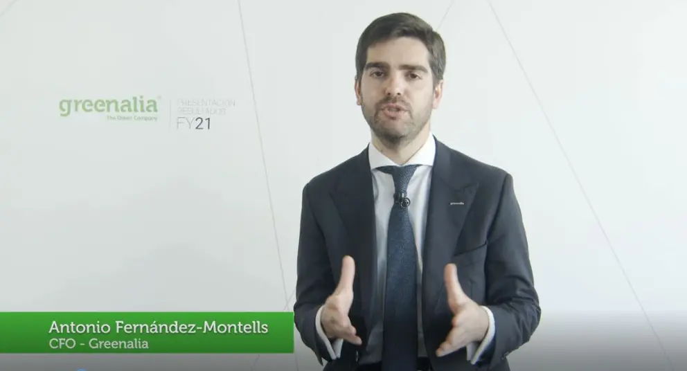 Antonio Fern&aacute;ndez-Montells, CFO de Greenalia, en su comunicaci&oacute;n de resultados de 2021 al mercado./GREENALIA.