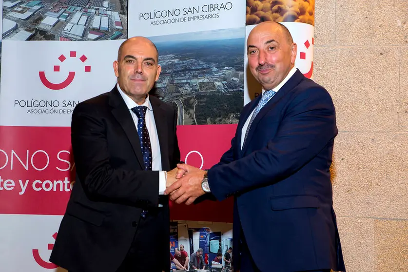 Lorenzo Amor, vicepresidente de la CEOE y presidente de ATA, junto a J Rodr&iacute;guez Araujo, presidente Asociaci&oacute;n Empresarios Pol&iacute;gono San Cibrao.