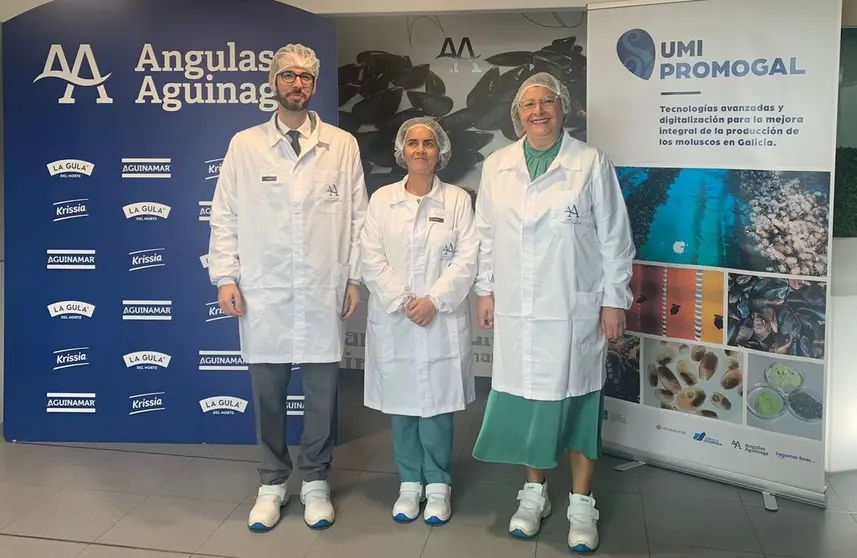Roberto Alonso, secretario general de Anfaco, Patricia Argerey, directora de Gain, y Lina Solla, de Aguinamar.