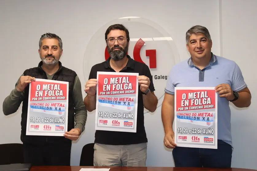 Representantes dos sindicatos CIG, UGT e CCOO anunciaron tres d&iacute;as de folga no sector do metal de Pontevedra.