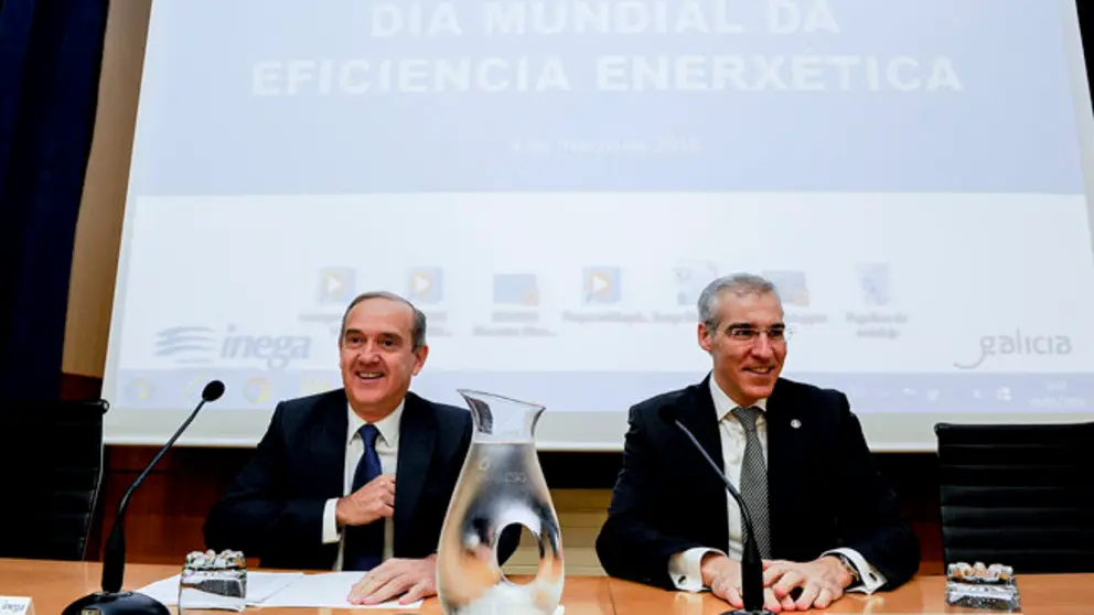 Enrique Losada y Francisco Conde en la jornada sobre eficiencia energ&eacute;tica./M.F.