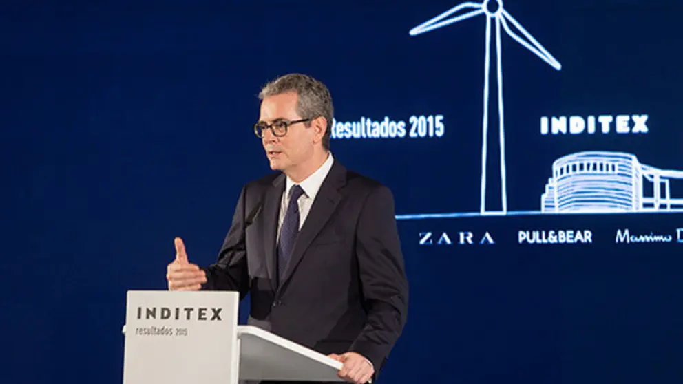Pablo Isla, durante la presentaci&oacute;n de los resultados de 2015 de Inditex.