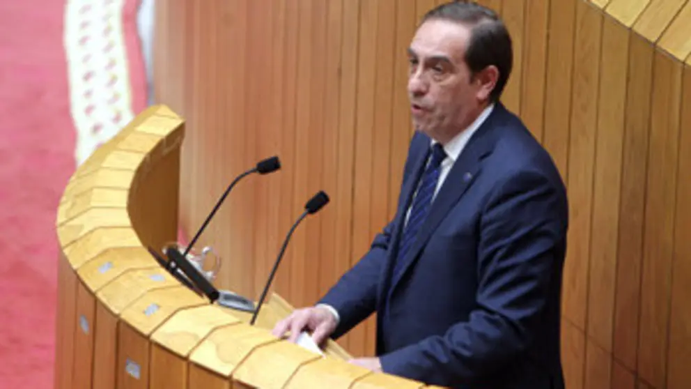 El conselleiro Valeriano Mart&iacute;nez, en el Parlamento./C.P.