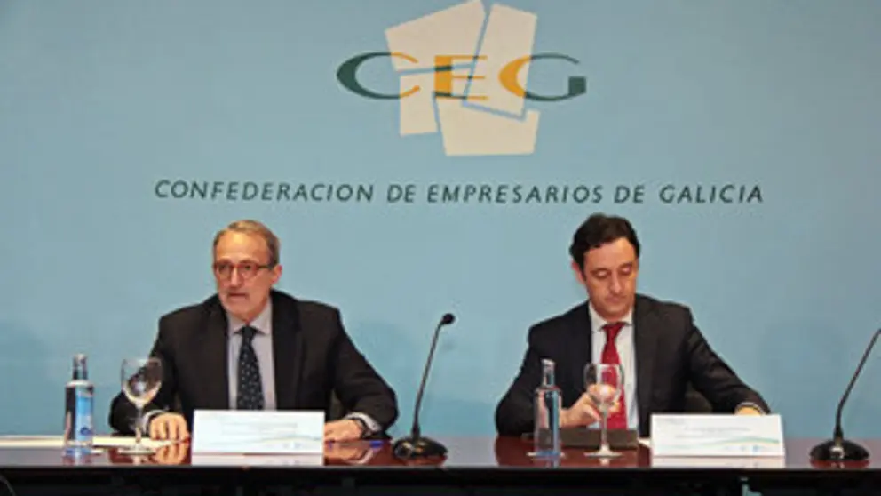 El presidente de la CEG, Antonio Dieter Moure, y el presidente del Igape, Javier Aguilera./L.P.