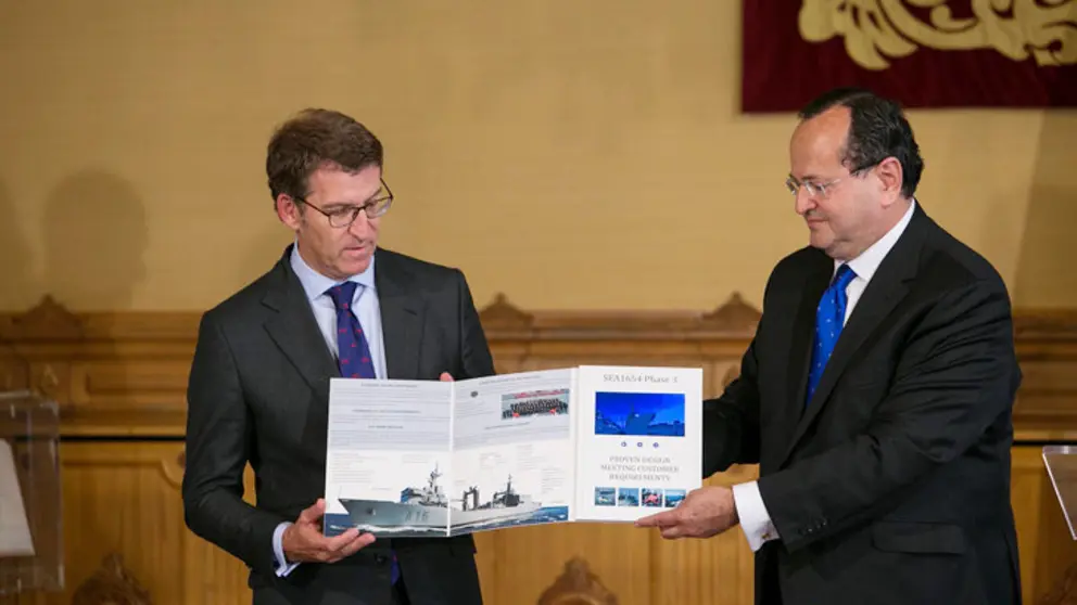 El presidente de la Xunta, Alberto N&uacute;&ntilde;ez Feij&oacute;o, mantuvo una reuni&oacute;n con el presidente de Navantia, Jos&eacute; Manuel Revuelta./X.C.