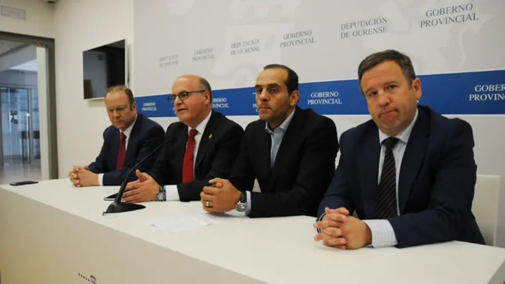 Jos&eacute; Manuel P&eacute;rez Canal, Manuel Baltar, Juan Verde y Antonio Villaverde presentaron la misi&oacute;n comercial de EEUU en Ourense./P.L.