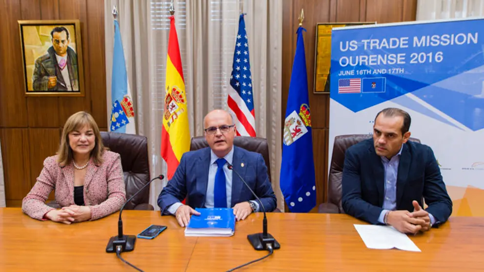 Sanchez, Baltar y Verde valoraron el resultado de la primera misi&oacute;n comercial EEUU-Ourense./A.P.