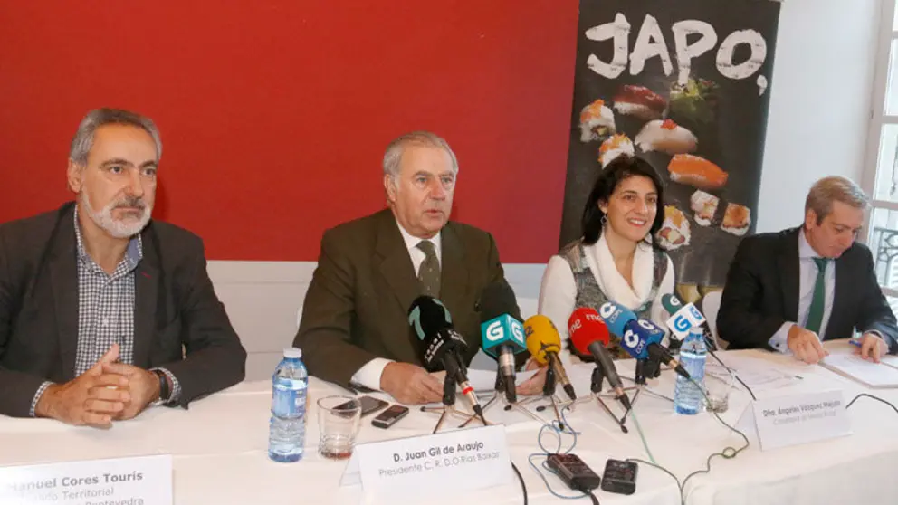 presentaci&oacute;n de los datos de exportaciones de la Denominaci&oacute;n de Origen R&iacute;as Baixas, organizada por su Consejo Regulador en la Pazo de Mug&aacute;rtegui, en Pontevedra.