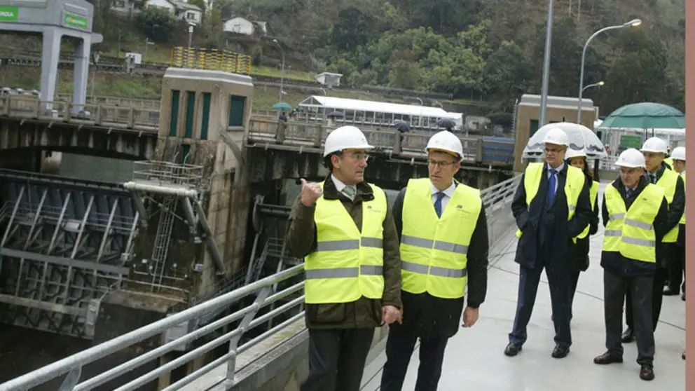 El presidente de Iberdrola y el presidente de la Xunta en la inauguraci&oacute;n de la central San Pedro II./X.CRESPO.