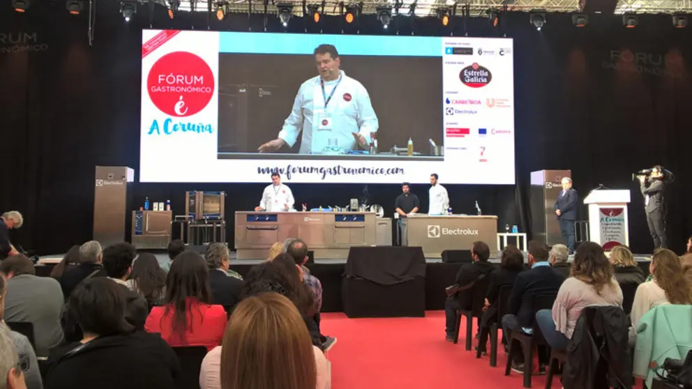 Fernando Agrasar, del restaurante As Garzas, en el Auditorio del F&oacute;rum Gastron&oacute;mico./P.L.
