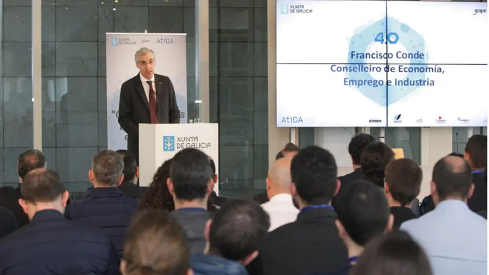 Francisco Conde en la jornada Oportunidades de desarrollo de la Industria 4.0 en Galicia, celebrada en Santiago./C.PAZ.