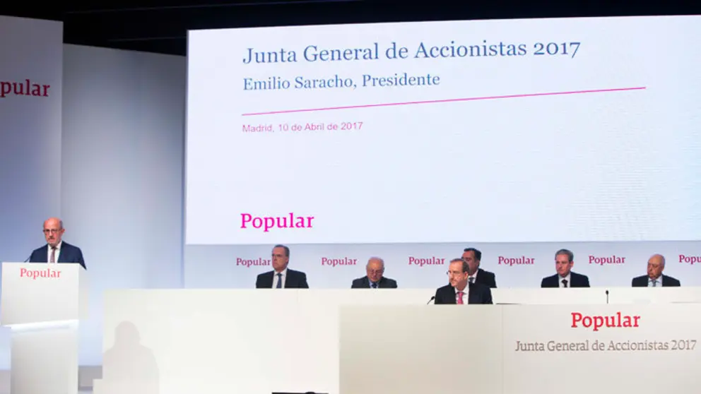 Emilio Saracho en la Junta de Accionistas de Banco Popular./M.GARC&Iacute;A DE LA PAZ.