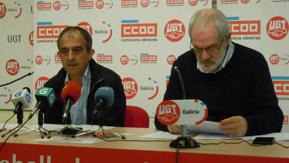 Jos&eacute; Antonio G&oacute;mez G&oacute;mez e Xos&eacute; Manuel S&aacute;nchez Agui&oacute;n, secretarios xerais de UGT e CCOO en Galicia,