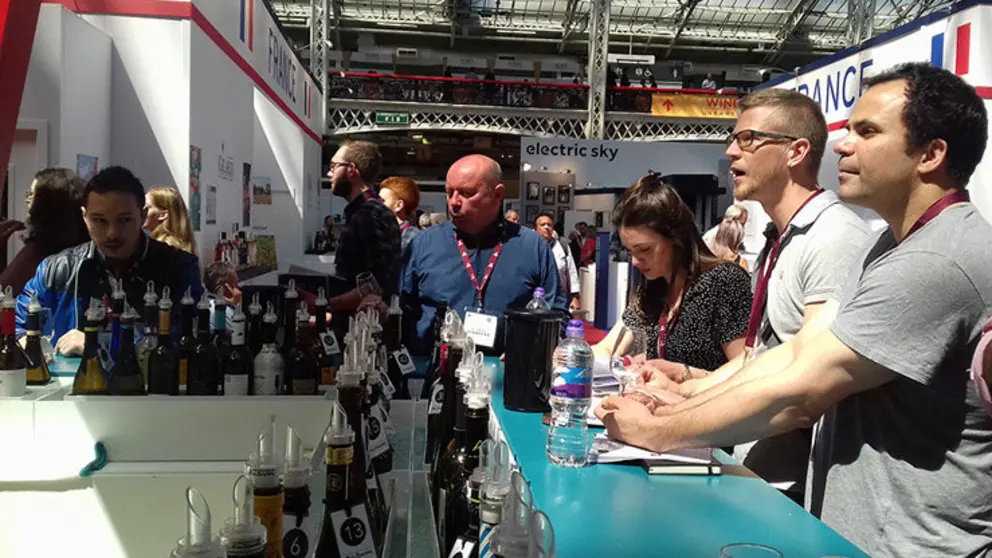 El stand de la D.O. R&iacute;as Baixas en la London Wine Fair.