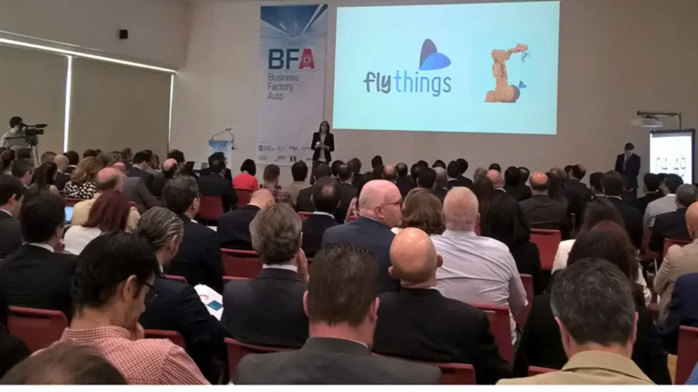 Intervenci&oacute;n de Flythings durante el acto de presentaci&oacute;n de los proyectos de la Business Factory Auto el pasado mes de junio.