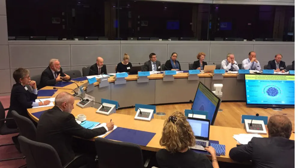 El presidente de la Autoridad Portuaria de Vigo en una reuni&oacute;n en Bruselas.