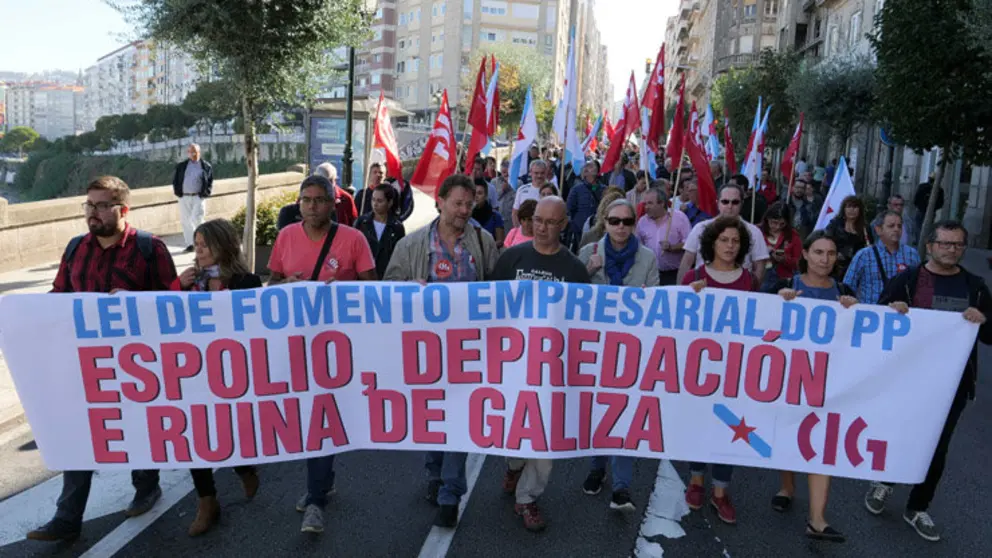 Mobilizaci&oacute;n da CIG en Vigo contra a Lei de fomento empresarial.