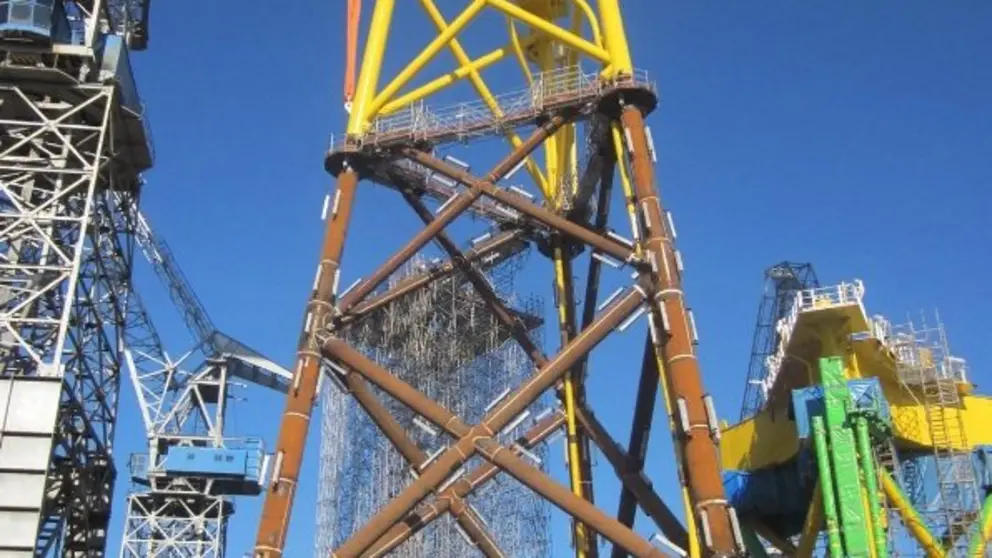 Uno de los jackets que Windar y Navantia construyen en Fene./NAVANTIA.